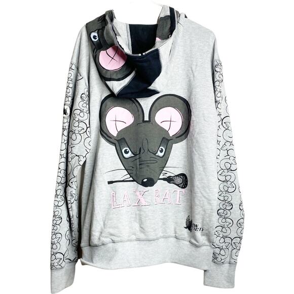 Lax Rat Flow Society Lacrosse Hoodie Full Zip Jacket Streetwear Hoodie Sz Large - Picture 2 of 12